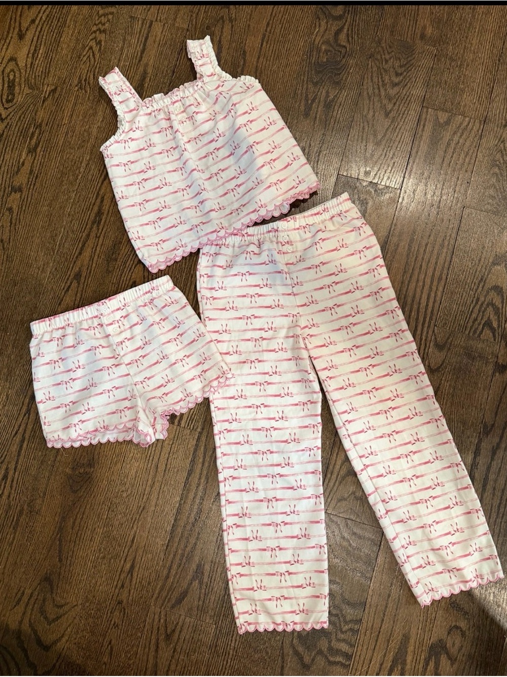 Tahari White and Pink 3-Piece Girls Pajama Set size 10/12